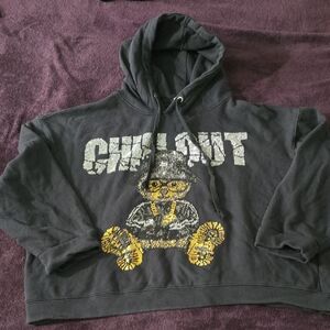 Moschino Black Hoodie with Silver Accents